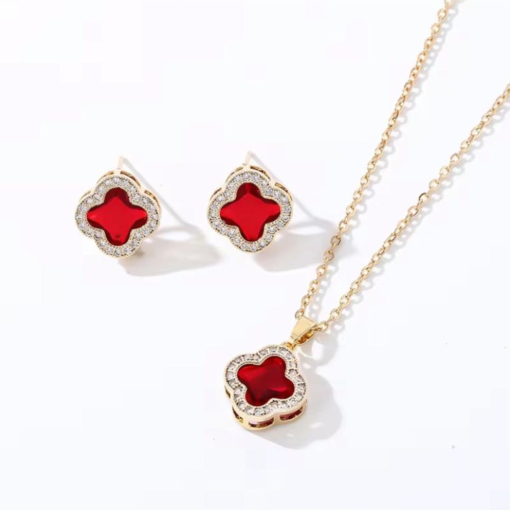 Elegant Red and Gold Jewelry Set